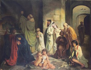De Kus van Vrede in de Catacomben door Charles Louis Fredy de Coubertin